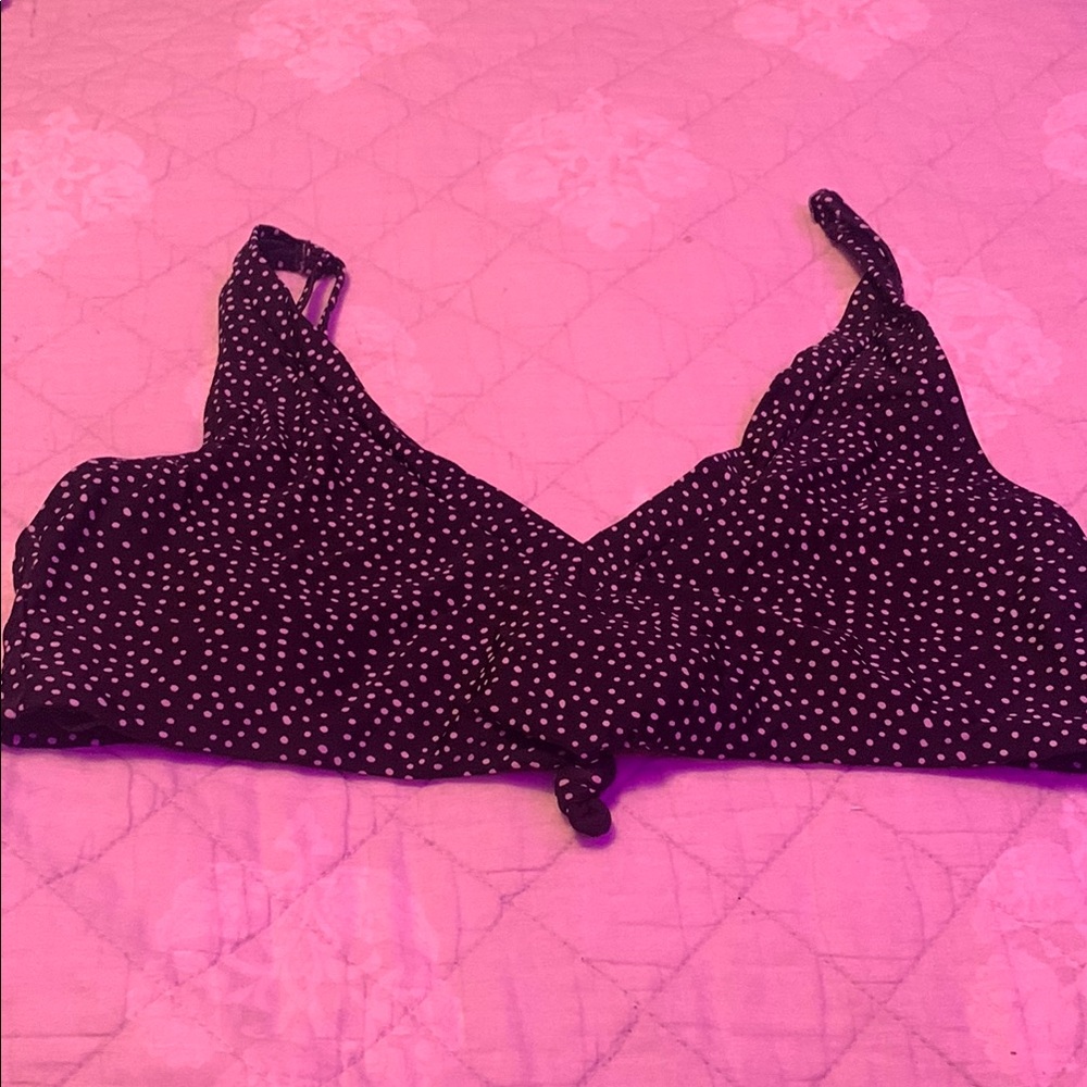 No Boundaries Black and White Polka Dot Bikini Top